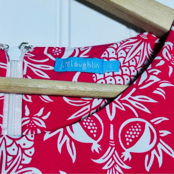 J. McLaughlin Catalina Cloth Pineapple Print Sheath Dress Size L Bright Pink - Picture 4 of 8